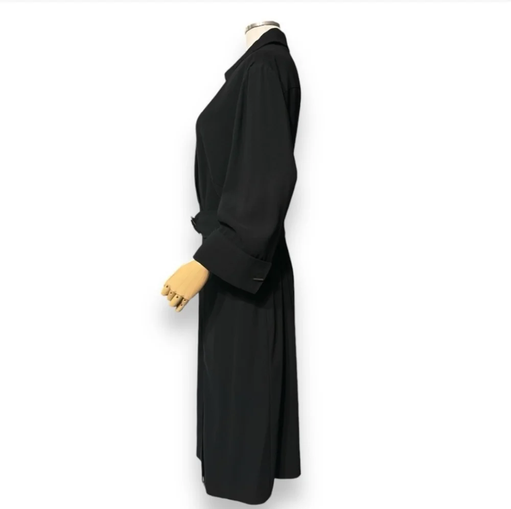 TAHARI ASL Black Collared Faux Wrap Dress with Belt